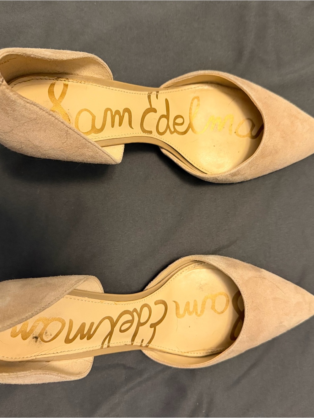 Sam Edelman Beige Suede Pointed D'Orsay heels